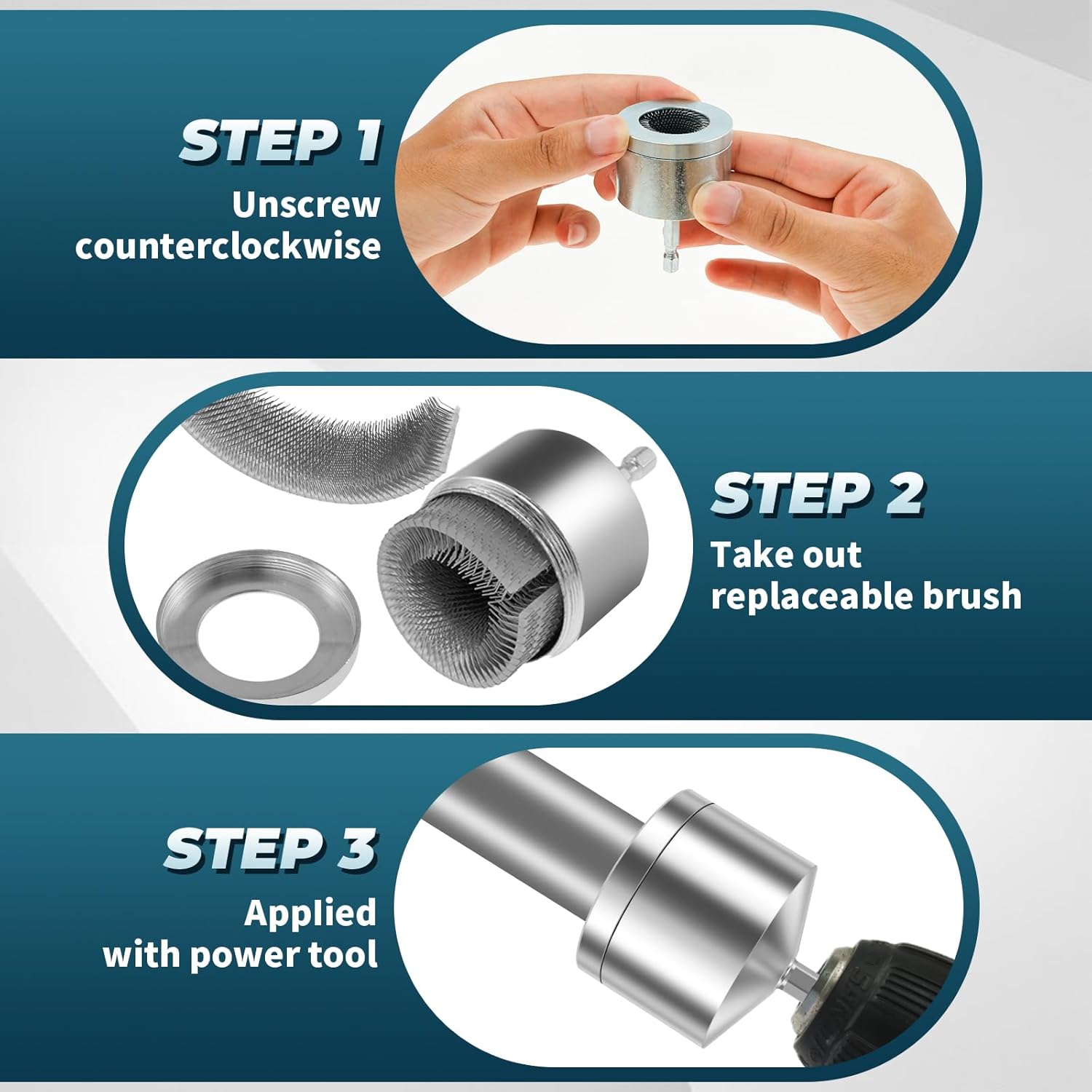 2Pcs Metal Copper Pipe Cleaner, Copper Tube Cleaning Brush with Replaceable Brushes, Tube Cleaning Brush for Drill, Copper Pipe Cleaning Tool for Electric Drill