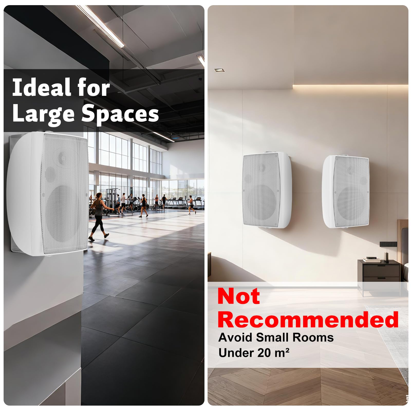 STUDIOFINIX TWS Haut-parleurs Bluetooth d'extérieur de 20,3 cm, 600 W, jumelage stéréo TWS, système de haut-parleurs étanches à montage mural pour patio, maison, bord de piscine, terrasse