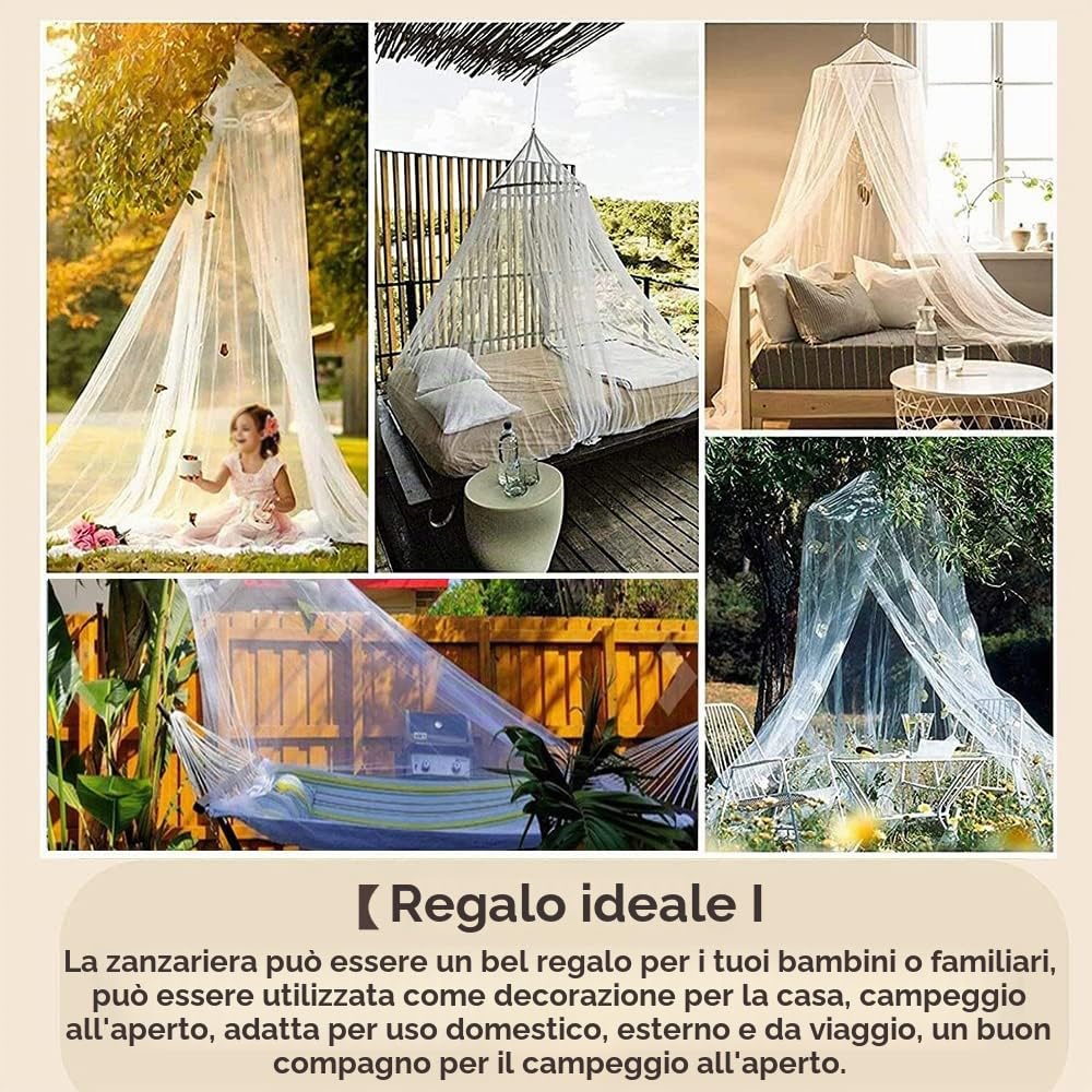 Surwin Cupola Zanzariera, Baldacchino per Letto Matrimoniale/Singolo/Bambini/Adulto Rotonda Baldacchino Protezione dalle Zanzare per Campeggio Lettura Camera da Letto (Rosa Rosa)