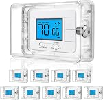 10 Boîte de verrouillage thermostat avec verrouillage combiné, convient 8.7" W x 5.5" Thermostats H ou plus petits & Régulateur d'arrosage, grand couvercle thermostat transparent pour les thermostats sur mur