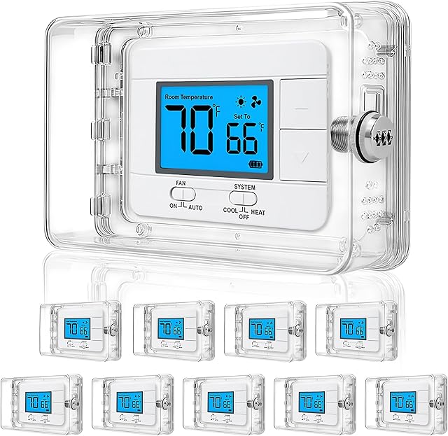 10 Boîte de verrouillage thermostat avec verrouillage combiné, convient 8.7" W x 5.5" Thermostats H ou plus petits & Régulateur d'arrosage, grand couvercle thermostat transparent pour les thermostats sur mur