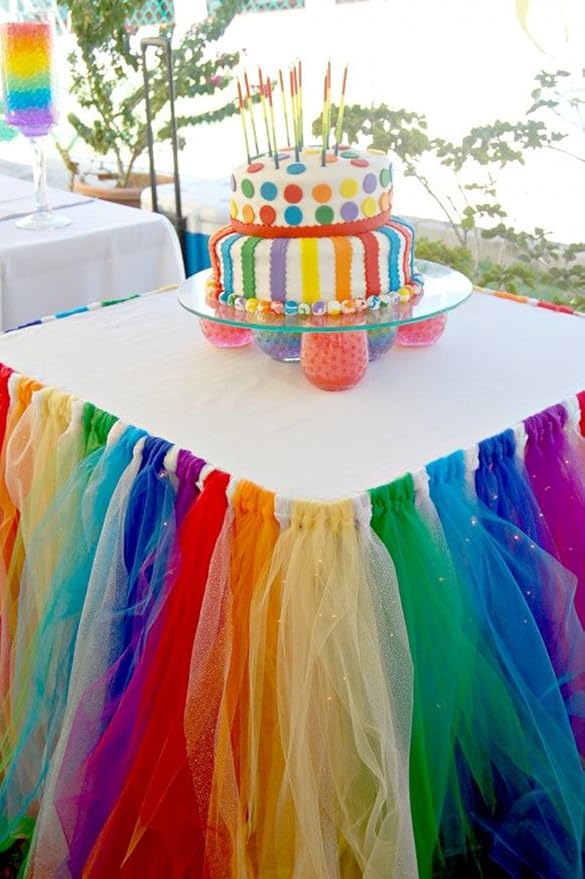 rainbow skirt table