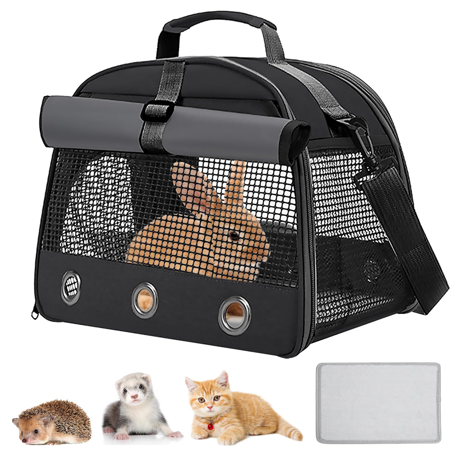 Sac de transport pour cochon d'Inde, boîte de transport pour lapin, petit sac de transport pour animal de compagnie, sac de voyage pour cochon d'Inde, pliable et respirant, boîte de transport pour