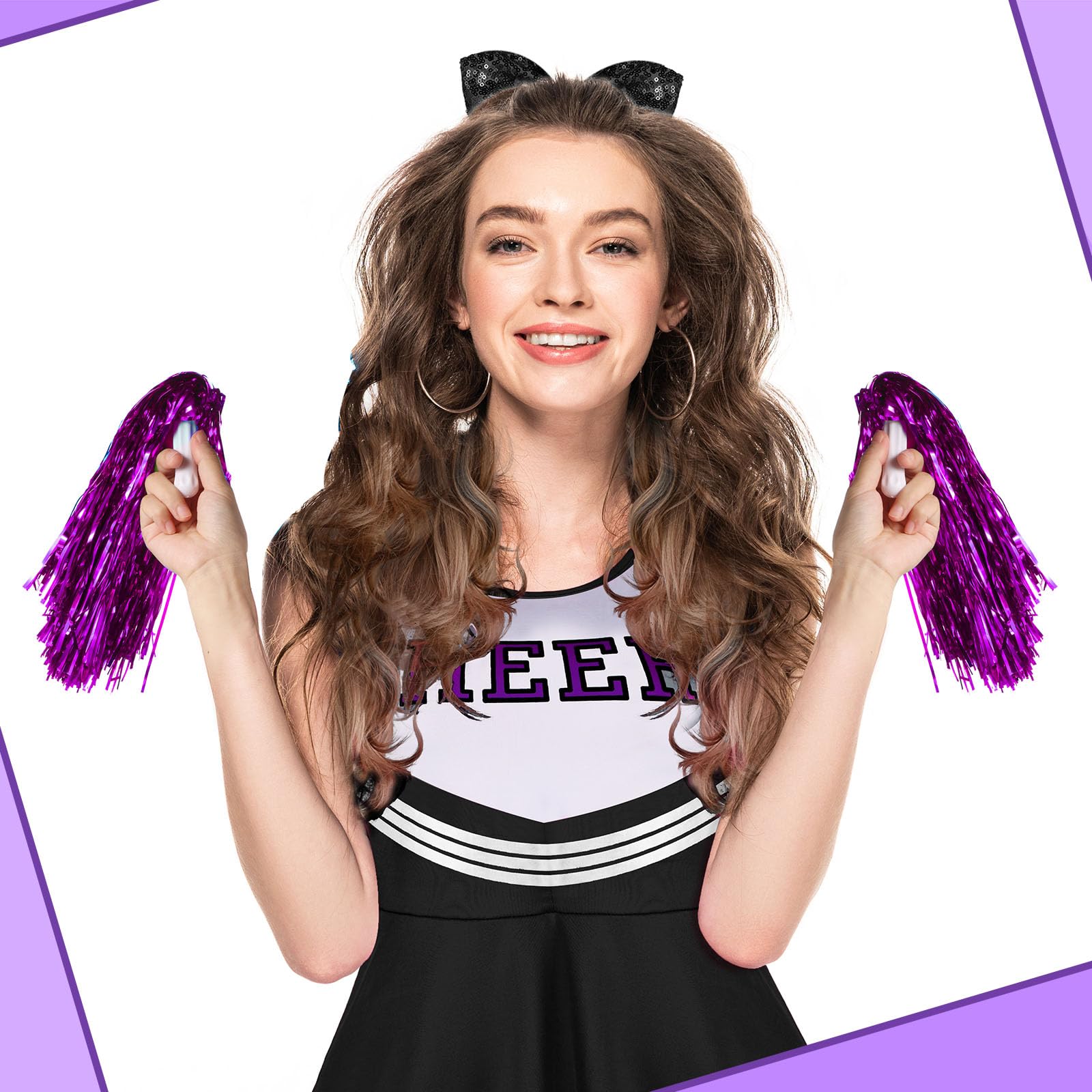 SATINIOR 4 Pcs Halloween Cheerleader Costumes for Women Girls Cheer Outfit Fancy Dress for Halloween Party (Black, X Large)