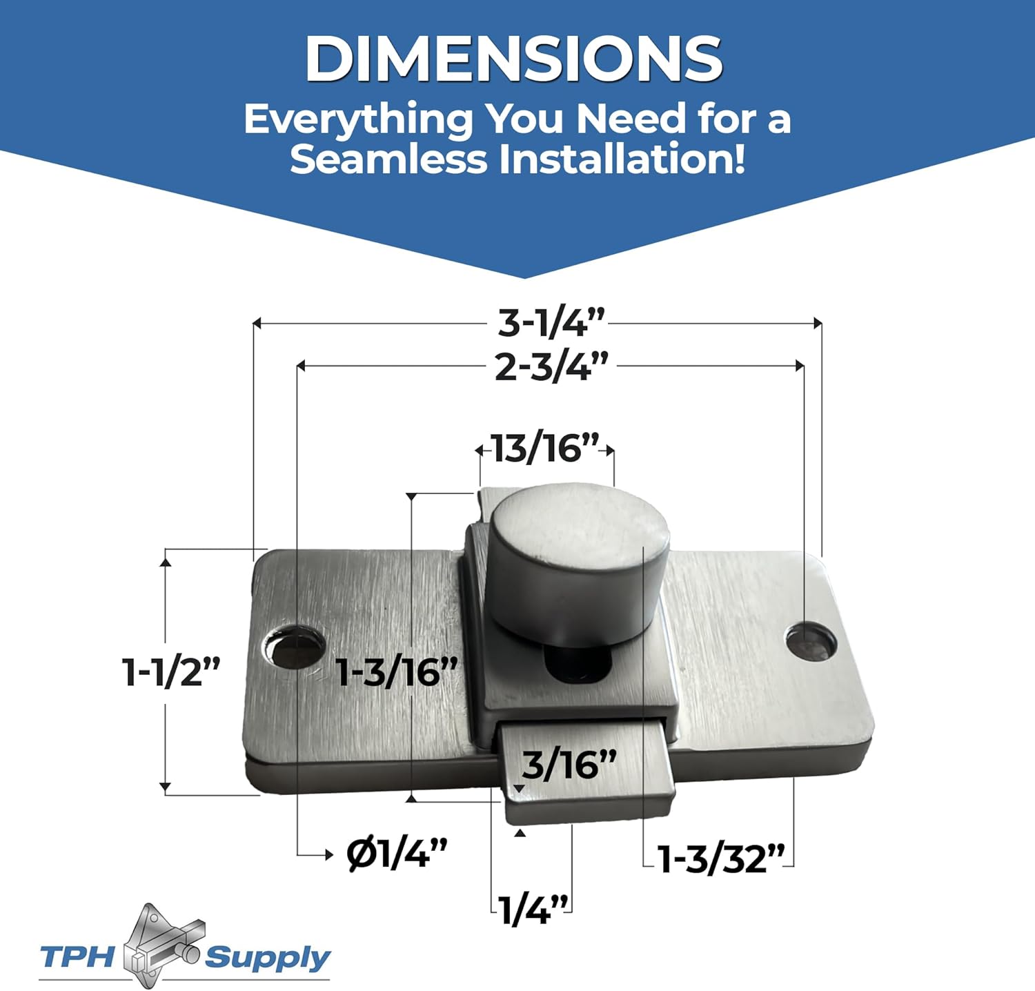 2-3/4 Surface Mount Slide Latch (Satin Finish)