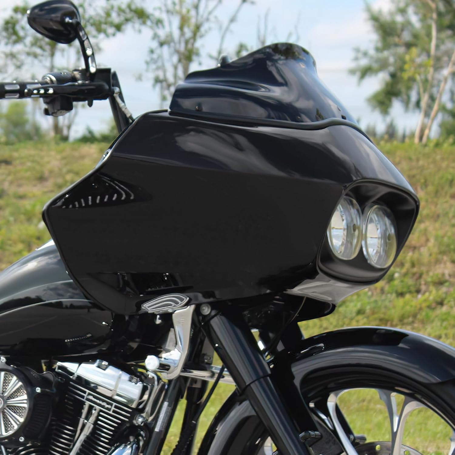 Green-L Gloss Black Outer Fairing Fit for Harley Touring Road Glide 1998-2013 Front Headlight Cowl