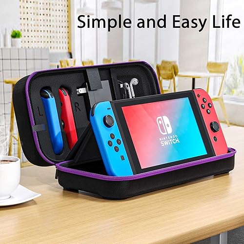 Miniatura 7 de Carrying Case, Fit Joy-Con and AC Adapter, Portable Hard Shell Pouch Carrying Travel Bag for Accessories Holds 20 Gards, Purple