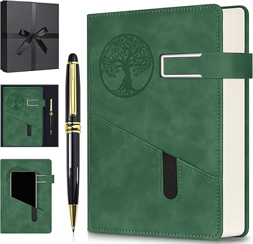 Miniatura 13 de Cuaderno Diario Rayado para Hombres y Mujeres, Cuaderno de 365 Páginas Numeradas con Rayado Universitario, Diario de Cuero de Tapa Dura con Negro