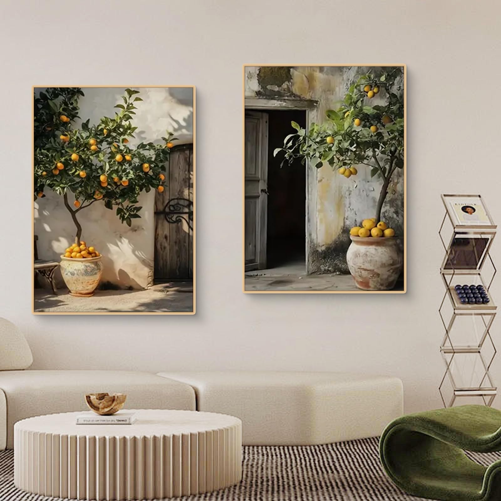 TROYSINC Lot de 2 posters motif plantes méditerranéennes citronnier olivier 50x70 cm sans cadre