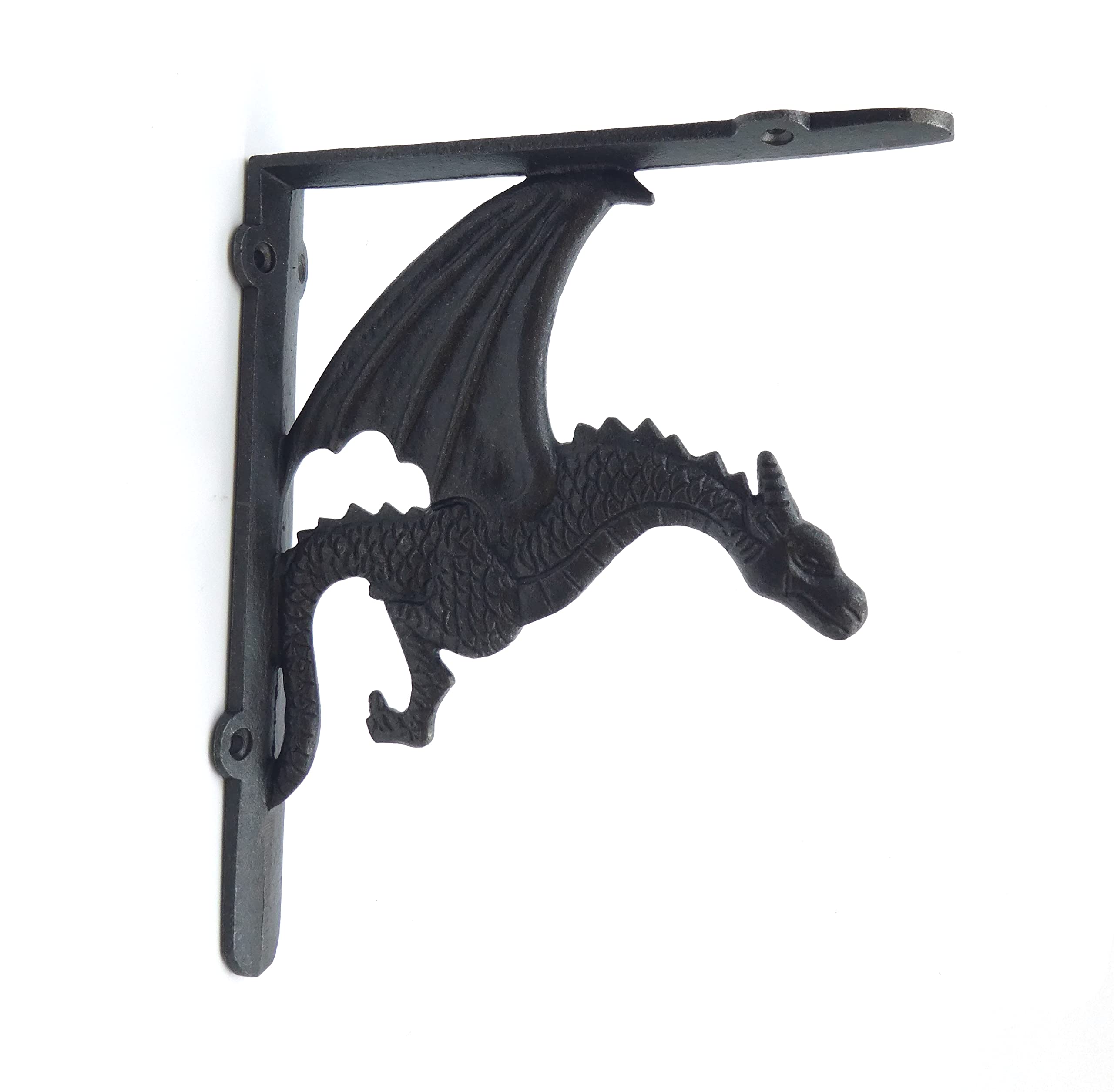 Coppia di staffe per mensole in ghisa con drago alato, 180 mm x 210 mm