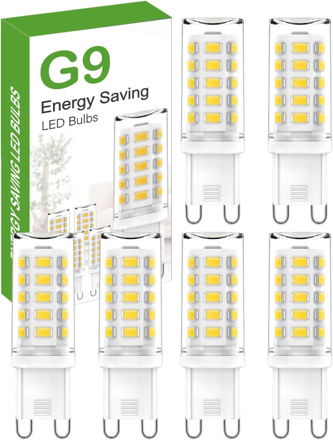 tuare G9 LED Bulb, Cool White 6000K G9 LED Bulbs, 5W 560LM Capsule Bulb LED, Non Dimmable Energy Saving Light for Chandelier, Ceiling Lights, Wall Light, Crystal Lamp, Fan - 6 Packs