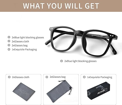 Miniatura 6 de Lentes de bloqueo de luz azul para computadora, bloqueador de luz azul cuadrado para mujeres, hombres, anteojos de juego antifatiga ocular y AB3302