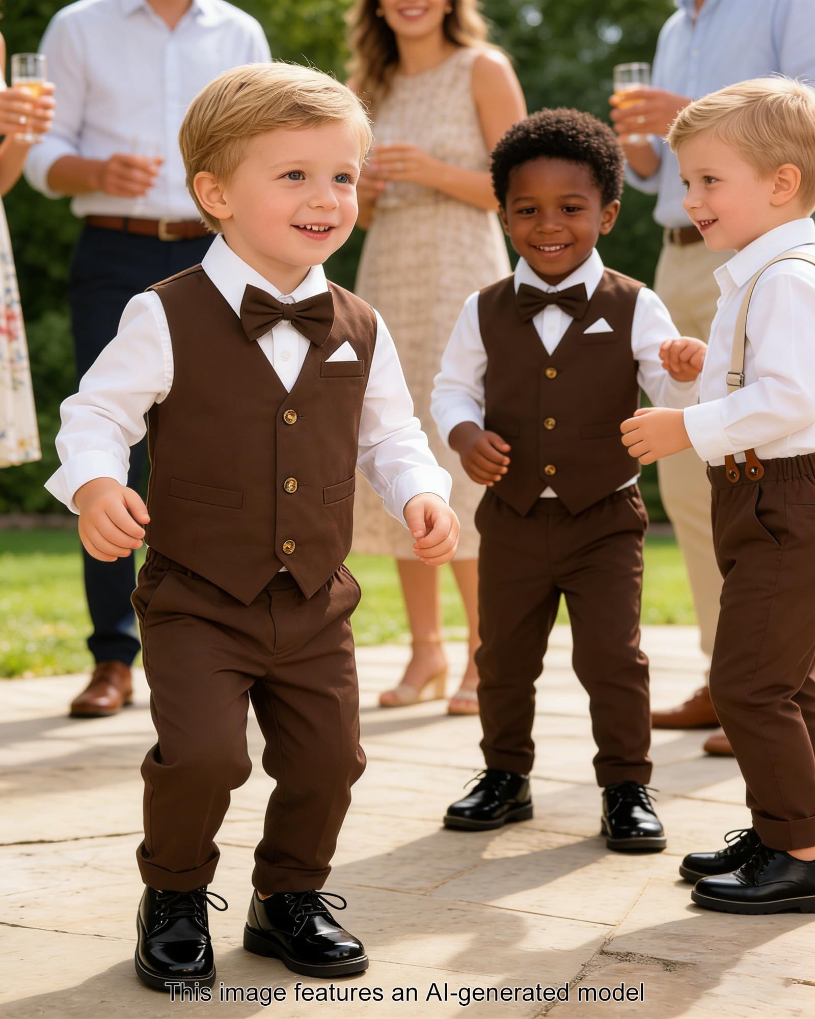 SANGTREE Baby Jungen Gentleman-Outfits aus Baumwollleinen, formelles Anzug-Set, 3 Monate - 9 Jahre