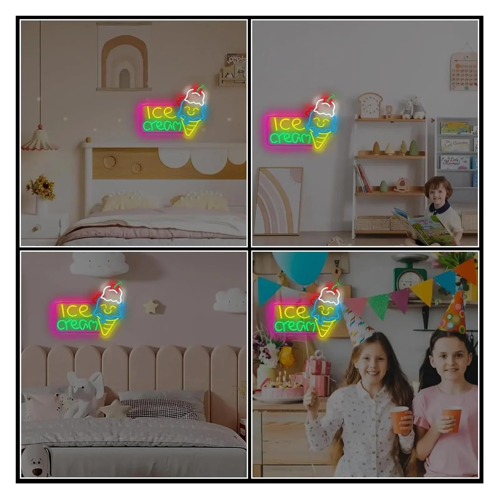 Decoración Lámparas Letrero De Neón Ice Cream Con Alimentación USB Para Negocios, Tiendas, Bares, Cafeterías, Fiestas, Dormitorios, Decoración De Pared, 39x30cm