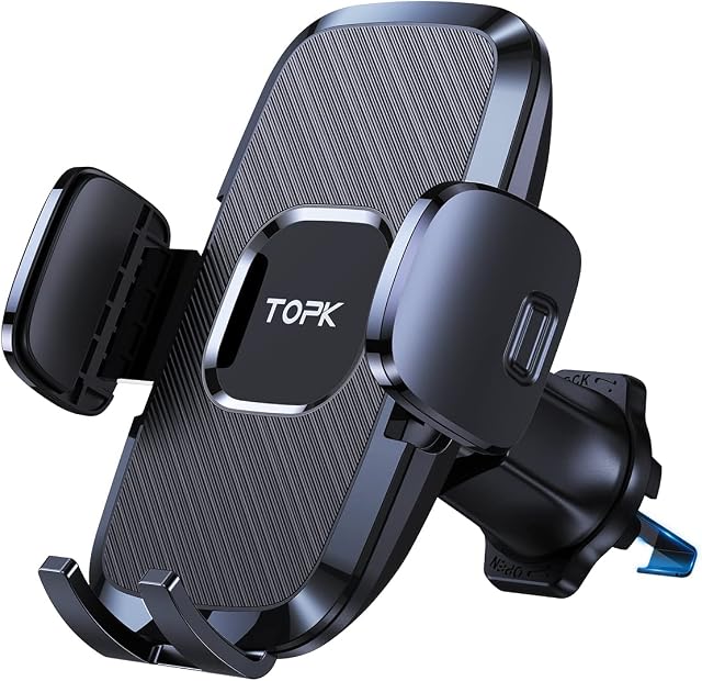 TOPK Car Phone Holder, Phone Holder for Car with Hook Clip Air Vent Car Mount 360° Rotation Universal Mobile Phone Mount for Cellphones