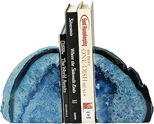 Miniatura 5 de AMOYSTONE Sujetalibros de cuarzo rosa de 4 a 6 libras y sujetalibros de ágata azul pequeño de 2 a 3 libras