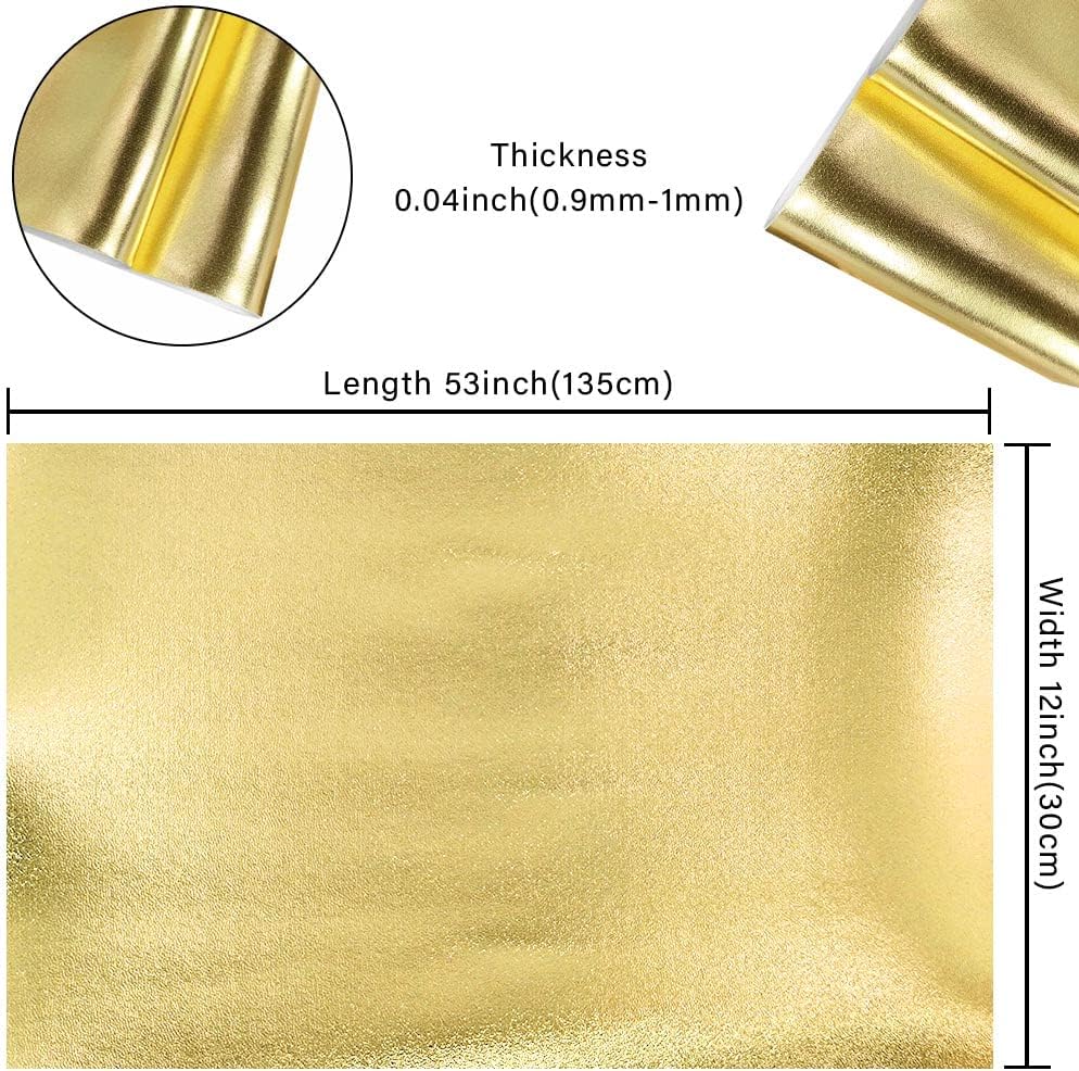 HYANG Smooth Solid Color Gold Faux Leather Sheets 1 Rolls 12 X53 (30cmX135cm),Faux Leather is Great for, Bows,Earrings HYANG-7115 HYANG-7115