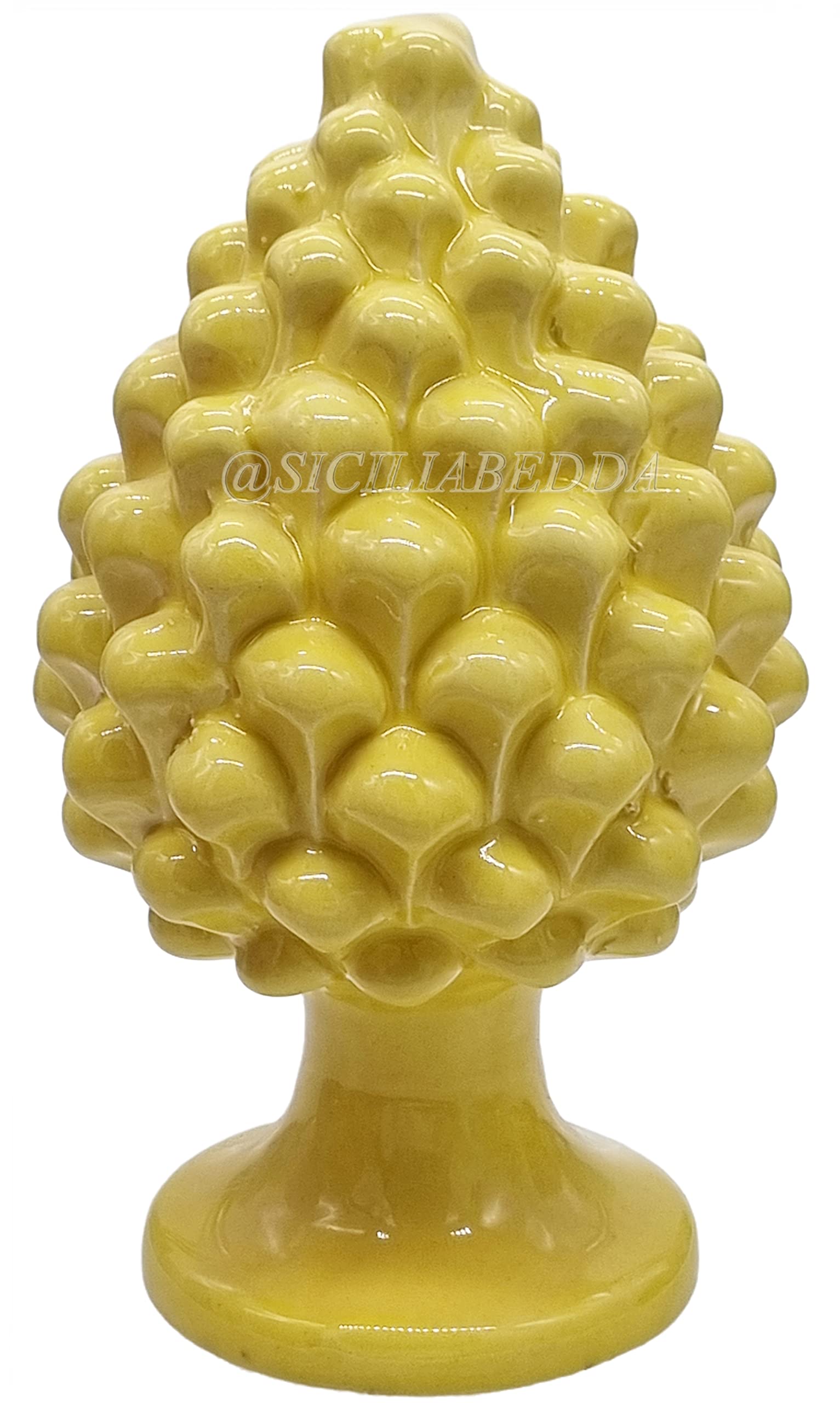 sicilia bedda - Pigna in Ceramica Siciliana - Prodotto Realizzato Interamente a Mano - Pigna Decorativa (Giallo, 18_x_11Cm)