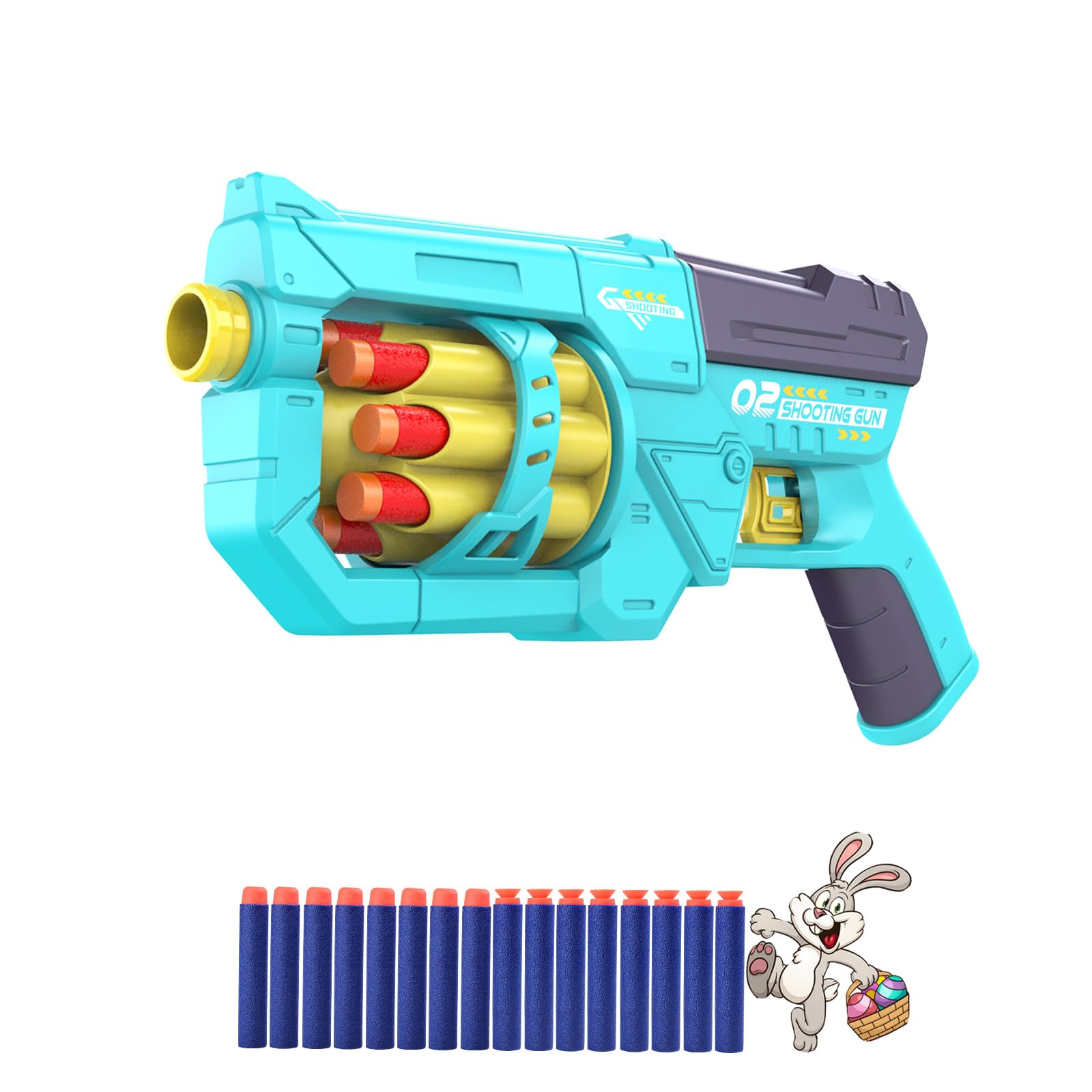 RD-8 Blue Toy Blaster Gun Set, Foam Darts Fit for Nerf Guns for Kids Ages 8-12, Long Range Rotating Barrel, Fun Indoor & Outdoor Shooting Game, Exciting Gift for Boys Ages 5 6 7 8 9 10 12