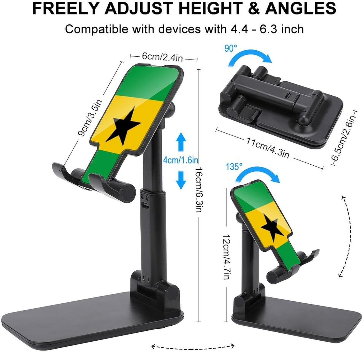 Flag of Sao Tome and Principe Cell Phone Stand for Desk Phone Holder Mount image 2