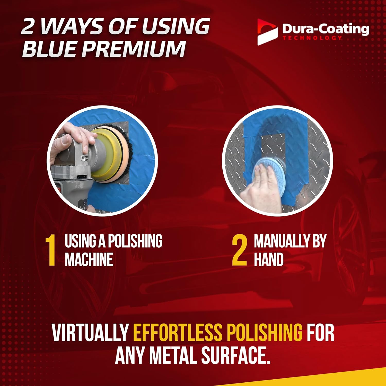 DURA-COATING TECHNOLOGY, Blue Premium Metal Polish - Perfect for Aluminum Wheels, Diamond Plate, Stainless Steel, Copper, Brass, & Nickel - 16oz Polish + 16oz Wheely Clean (Wheel and Tire Cleaner)