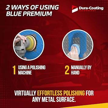 DURA-COATING TECHNOLOGY, Blue Premium Metal Polish - Perfect Brightener and Scratch Remover for Aluminum Wheels, Diamond Plate, Stainless Steel, Copper, Brass, Nickel - (16 Ounce Bottle)