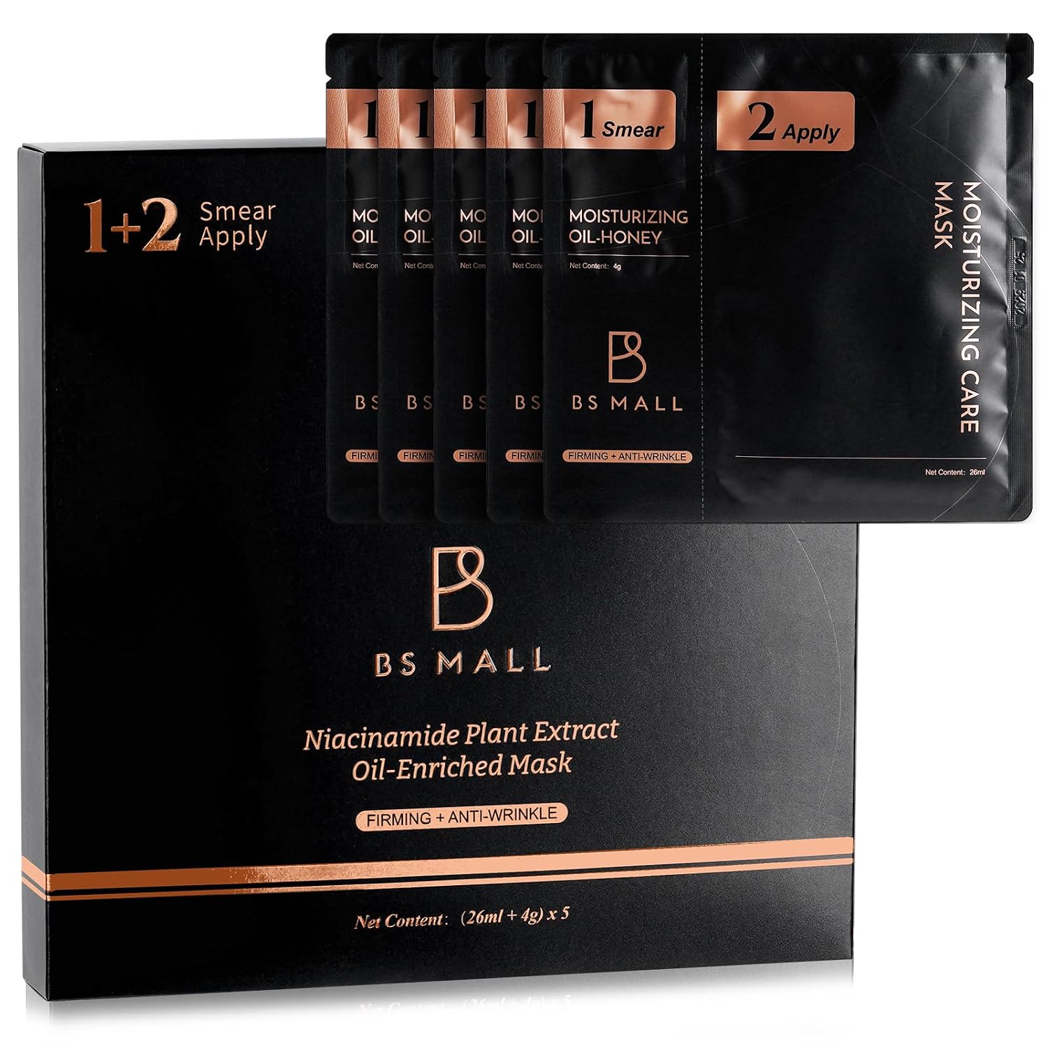BS-MALL 2-Step Niacinamide Sheet Face Masks with Oil-Honey Serum
