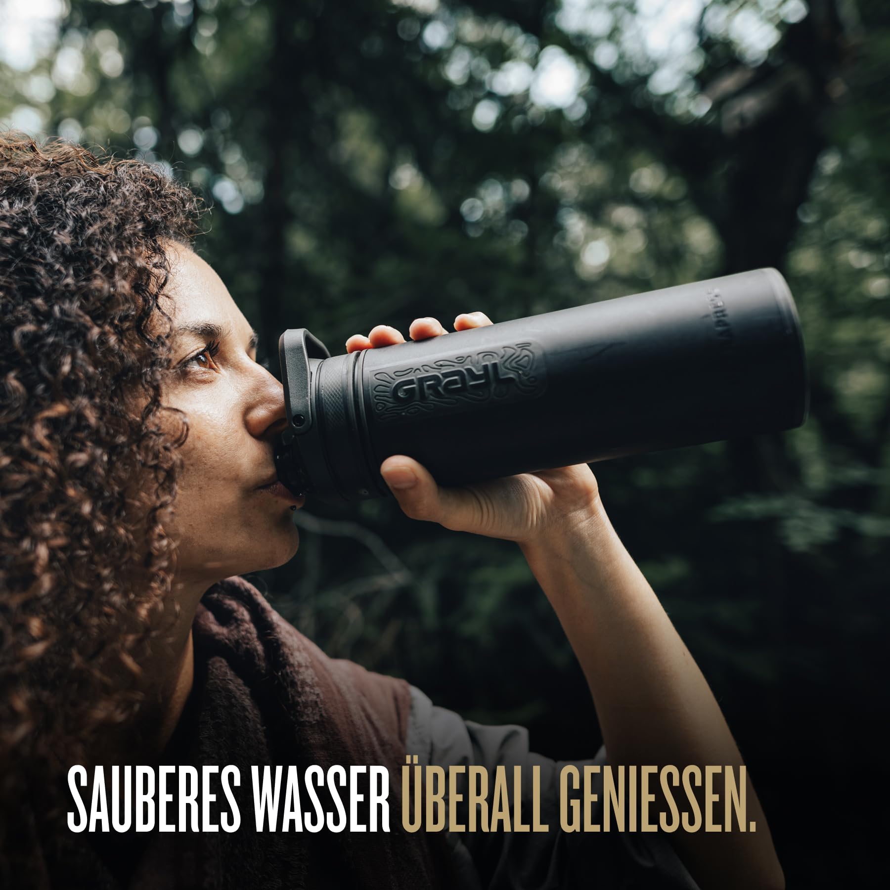 GRAYL Ultra Press PREMIUM Outdoor Wasserfilter MEGA BUNDLE mit Ersatzfilter 300L Trinkwasser Entfernt 99,99% Bakterien & Viren für Camping, Survival & Reisen - Covert Black + Black