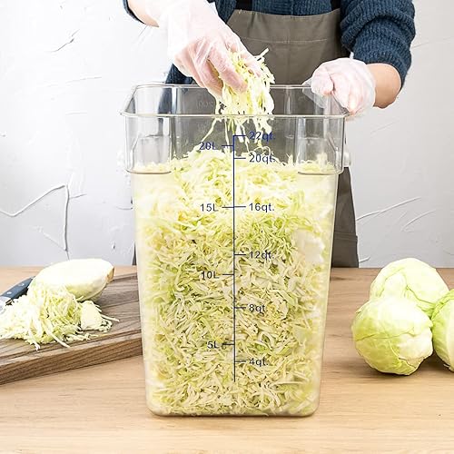 Miniatura 5 de Restaurantware Met Lux - Cubos de salmuera de 22 cuartos de galón, 10 recipientes cuadrados para marinar, con marcadores de volumen, asas