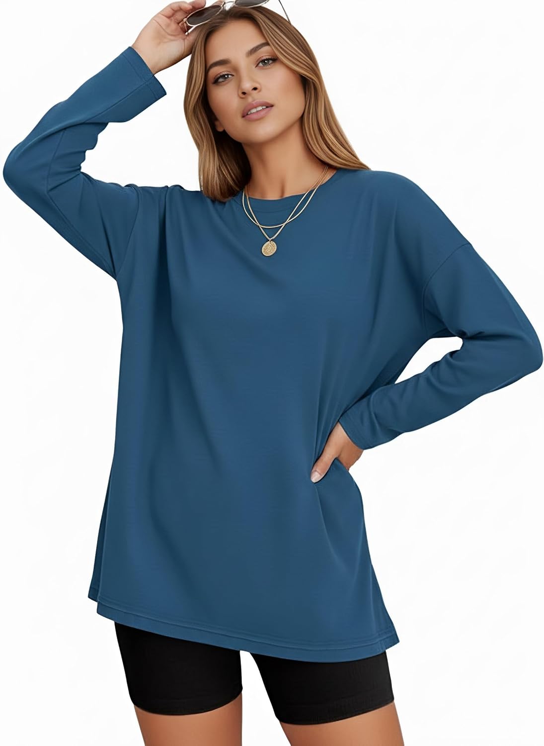 Tankaneo Womens Long Sleeve T Shirts Gym Crewneck Basic Tee Oversized Tops Workout Sweatshirts Loose Fit 2025 - Image 2