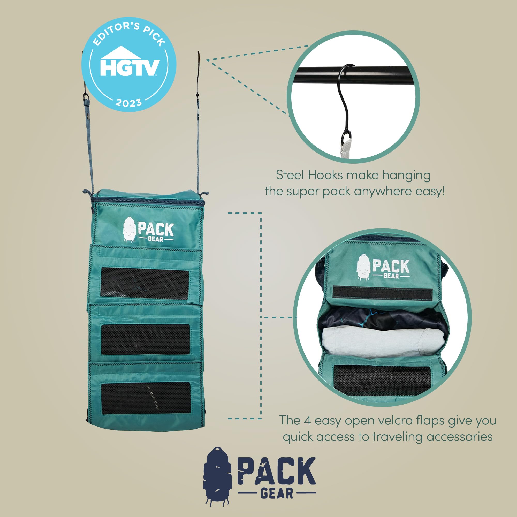Pack Gear Organizer do walizki, zapakuj więcej do swojego dużego bagażu podręcznego, natychmiast rozpakuj za pomocą tych kompresyjnych kostek do pakowania do walizek, wiszący organizer na półkę do szafy (zielony) (podręczny )