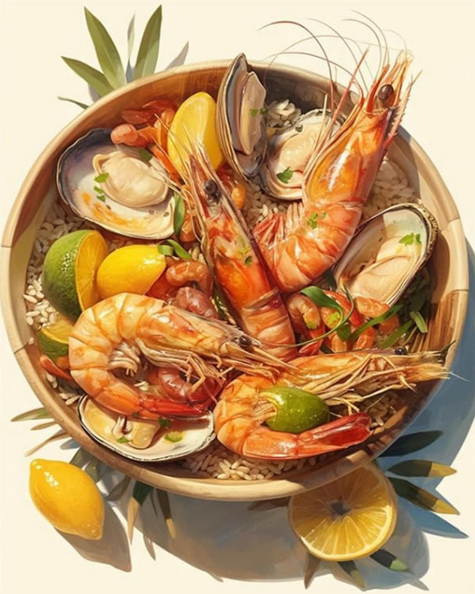 Renqidian Pre Printed Cross Stitch Kits Seafood Food Illustration 11CT Stamped Embroidery Kit DIY Needlework Art for Adults Beginners Home Decor（40x50 cm）