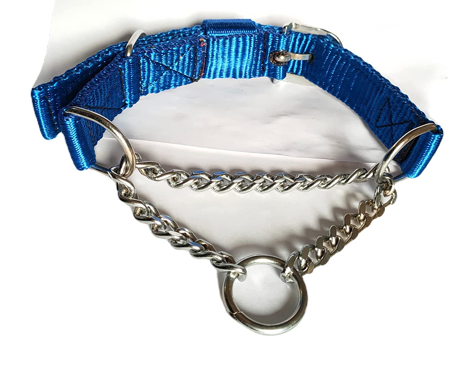 Pups&Pets Heavy Weighted Durable Dog Choke Collar Pet Nylon Half Chain Collar Half Choker Stainless Steel Dogs Collars Size - 1.25 inch X-Large for Giant and Large Breed Dog (Blue).. (B09QKYJBJM) Amazon Price History, Amazon Price Tracker
