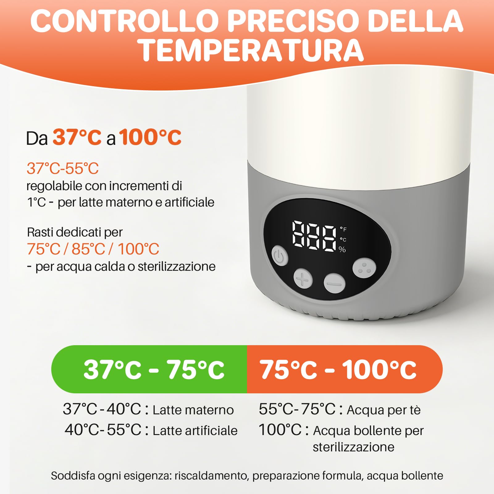 FUNYKICH Scaldabiberon Portatile 500 ml,Scaldabiberon da Viaggio Senza Fili