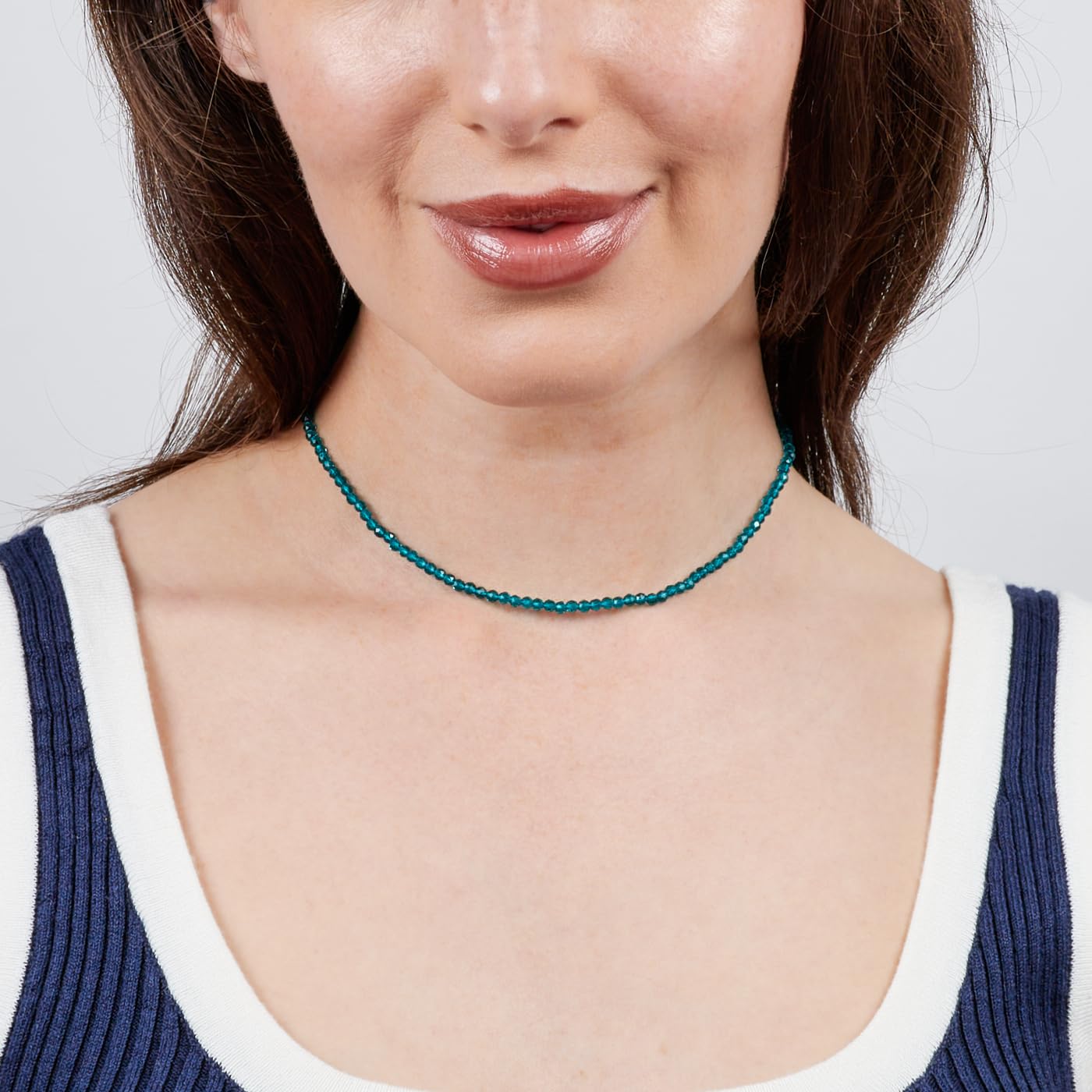Gargantilla de Collar con Cuentas de Piedras Preciosas de Cristal para Mujeres y Niñas | Piedras Preciosas Naturales Hechas a mano Joyas de piedra natal de Cristal Curativo (Azul)