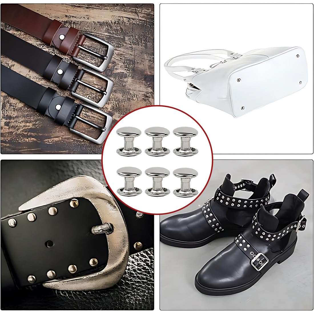 50 Rivets Métal Pour Sacs Et Cuir - Pieds De Rivet Tête Ronde - Artisanat DIY
