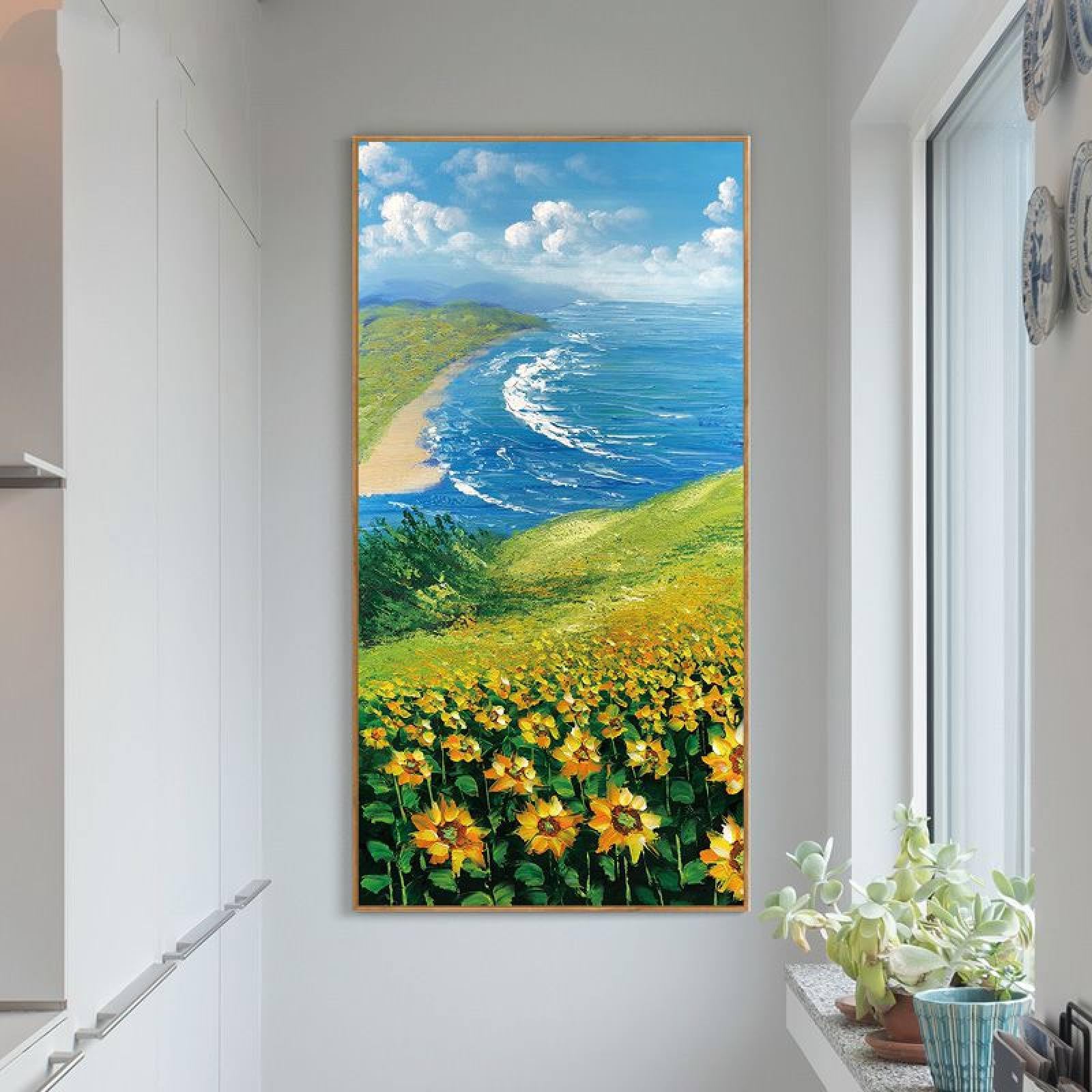 Peinture à l'huile pour la maison peinte à la main grand format tournesol luxe