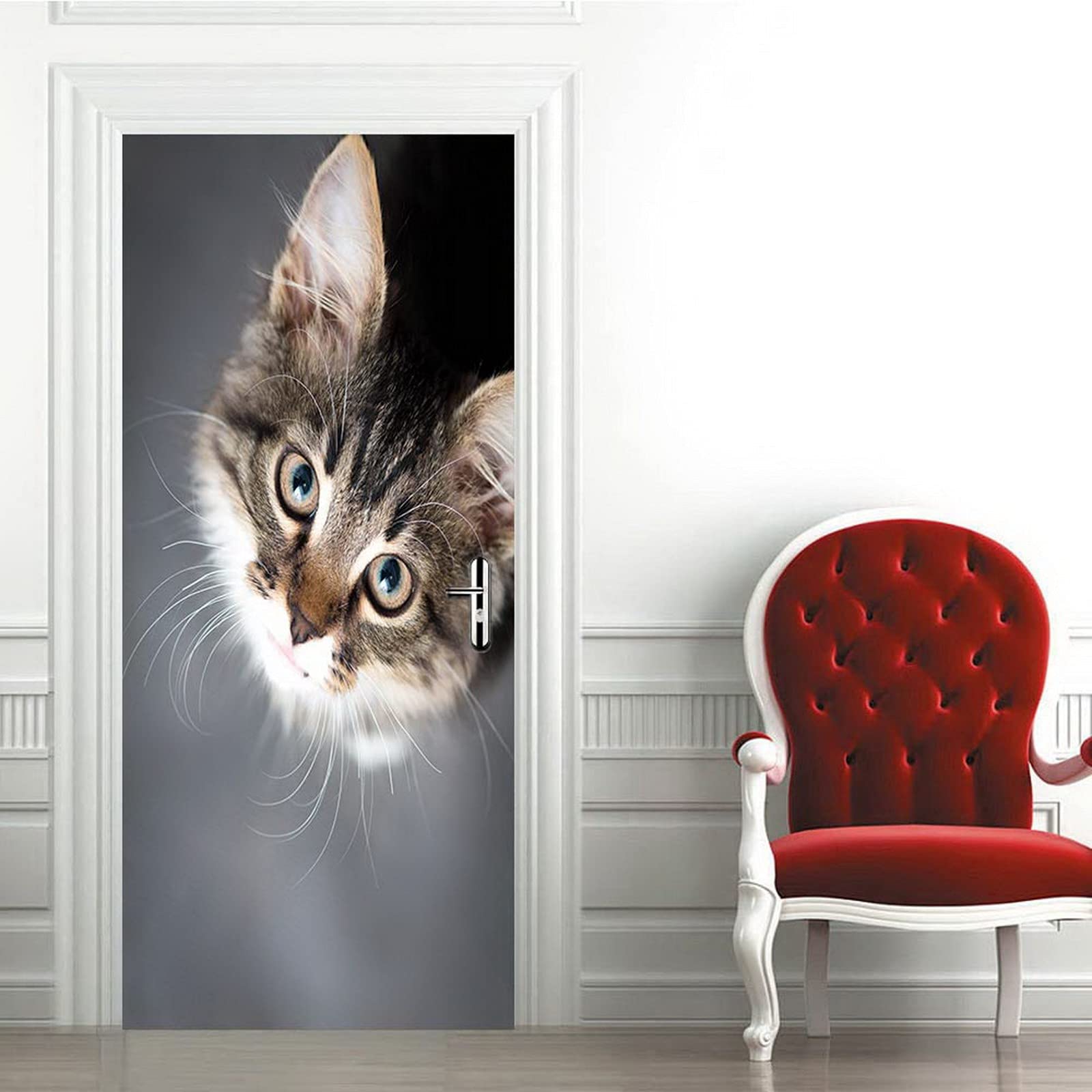 Sticker Porte Autocollant Poster De Porte 3D Thème Animal Girafe Vinyle