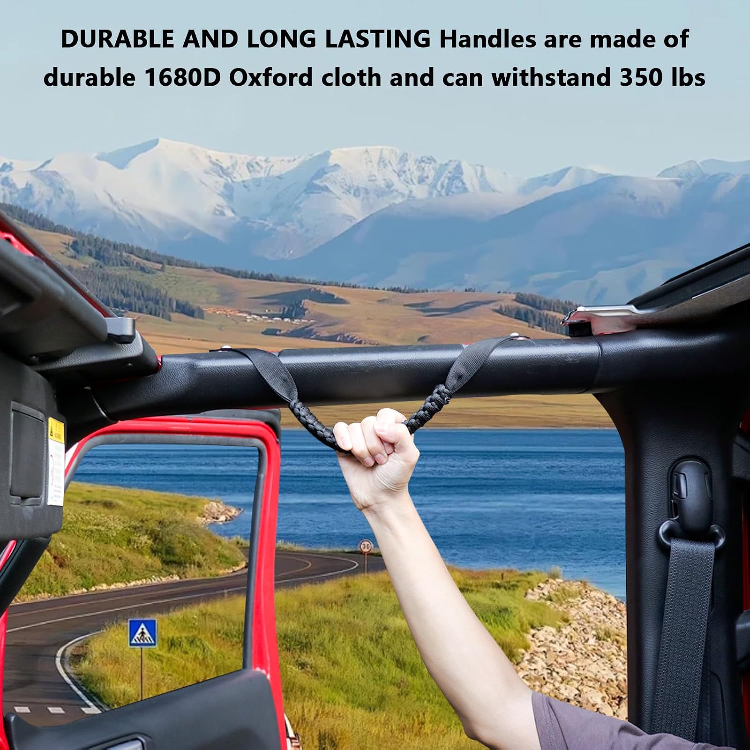 Roll Bar Grab Handles Front and Rear Grip Handle for 2024 2025 Jeep Wrangler JL 4 Door 4XE Interior Accessorie for Jeep Wrangler (Black 4 Pack)
