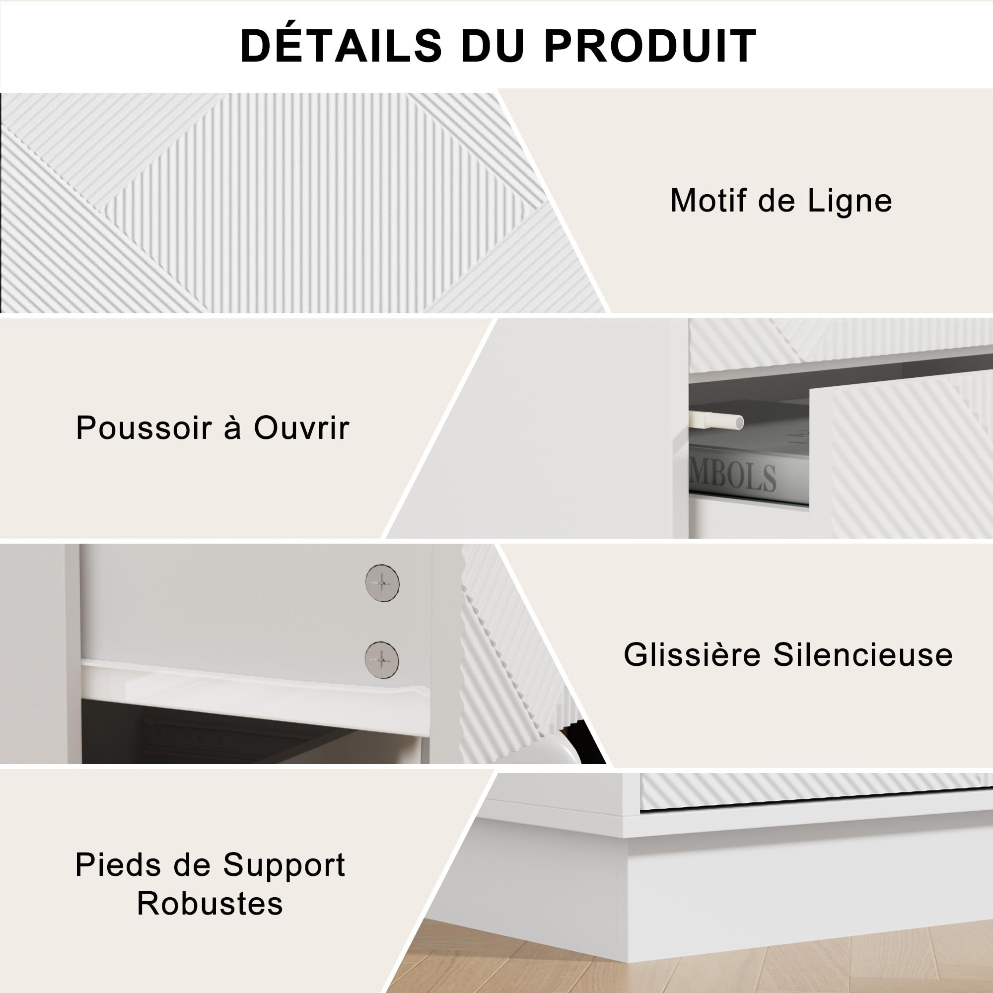 UEV Commode à 9 Tiroirs 150cm, Commode Étroite, Grand Espace De