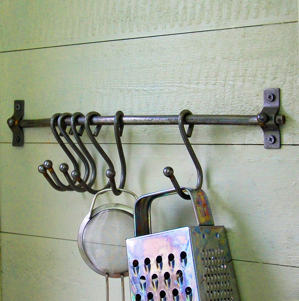 Bowley & Jackson Simple iron kitchen utensil and pan hanging rail