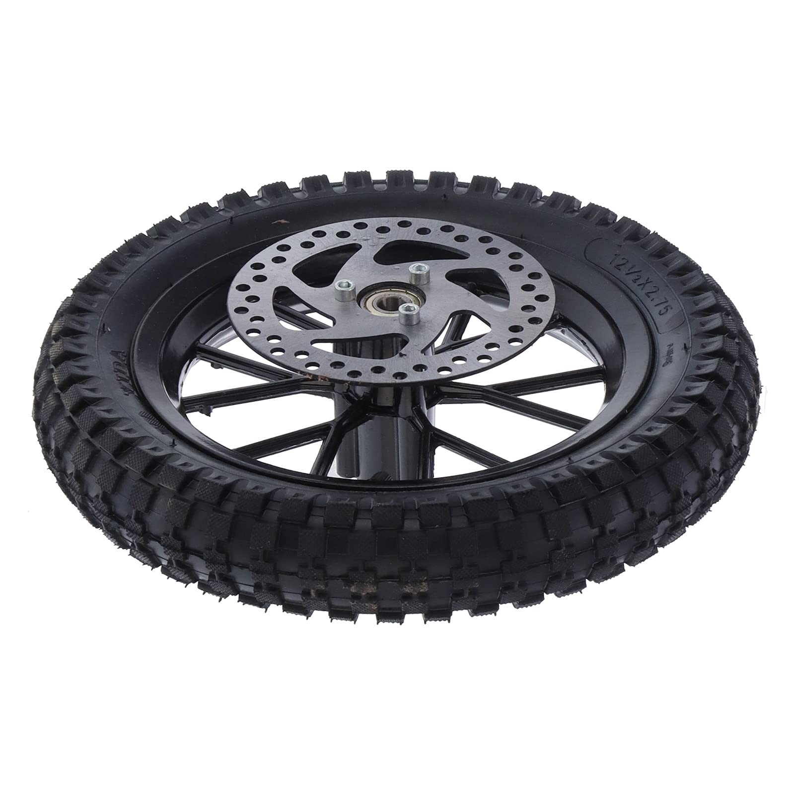 Wakects Gumowa Przednia Opona Przedniego Koła z metalową obręczą 12,5 X 2,75 Cala Śruby Zębatki Hamulca Tarczowego Zamiennik dla 47 Cm3 49 Cm3 2-suwowy Mini Dirt Bike Riders Off Road Use (A (czarny))