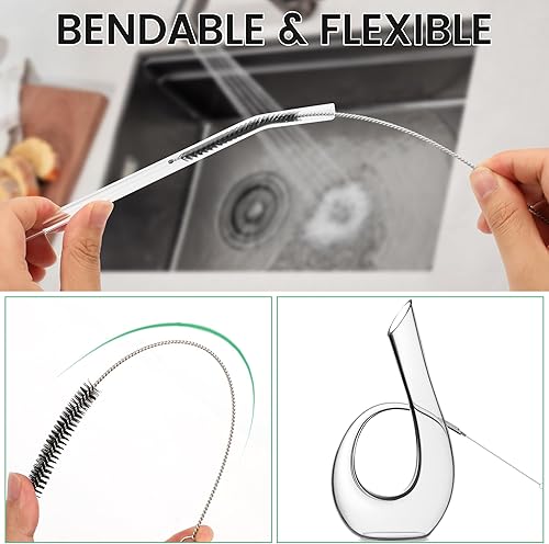 Miniatura 5 de Juego de 10 cepillos limpiadores de pajitas, juego de 10 cepillos para popotes extra largos de 10 pulgadas para vaso, taza para beber, botella de