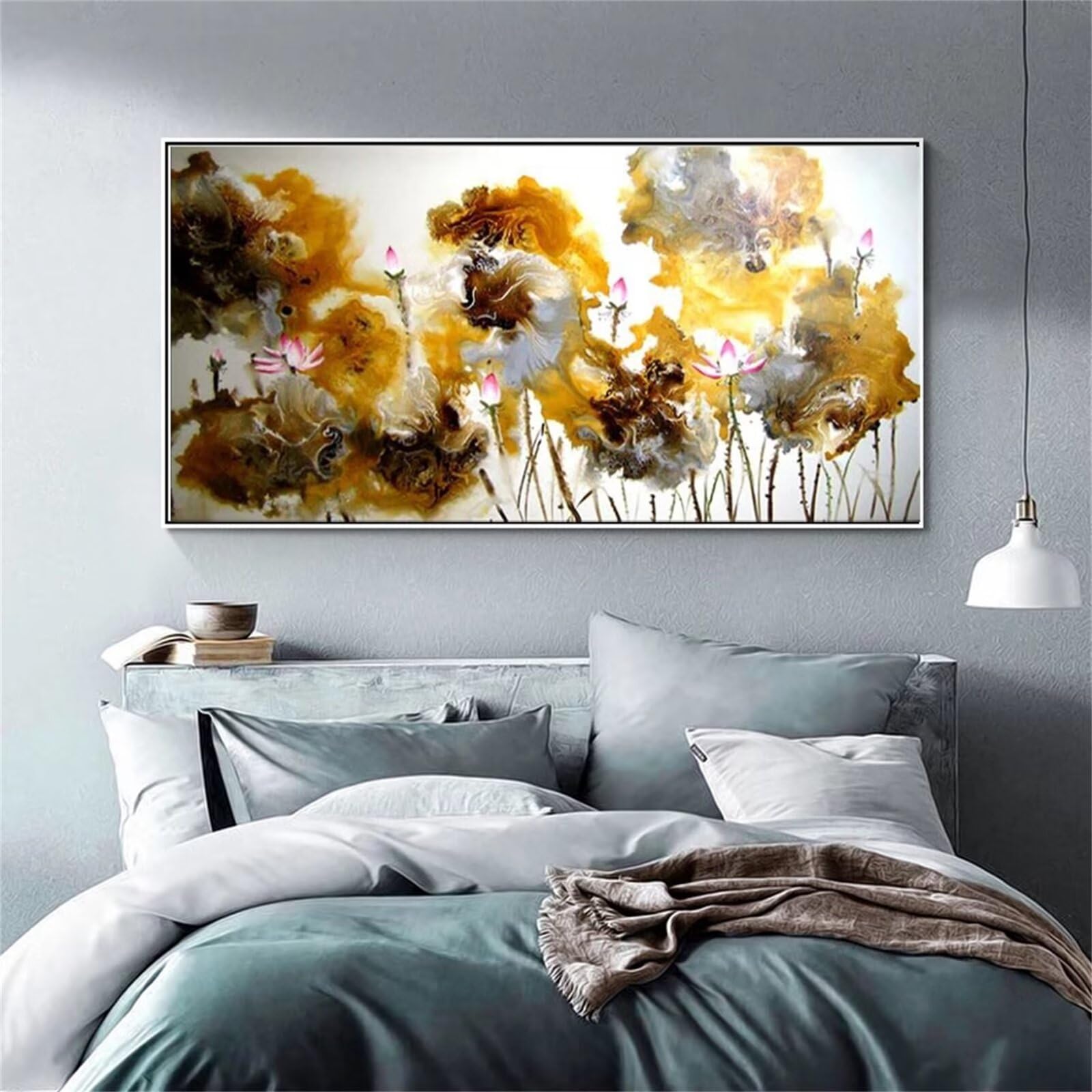 Broderie Diamant Lotus Abstrait Grand Format 60x180cm T-3891