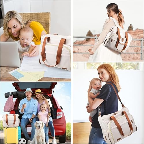 Miniatura 7 de Mochila para pañales, bolsa de pañales de viaje para mamá con correa para el hombro, bolsa de hospital, bolsa de bebé de fin de semana para mamá
