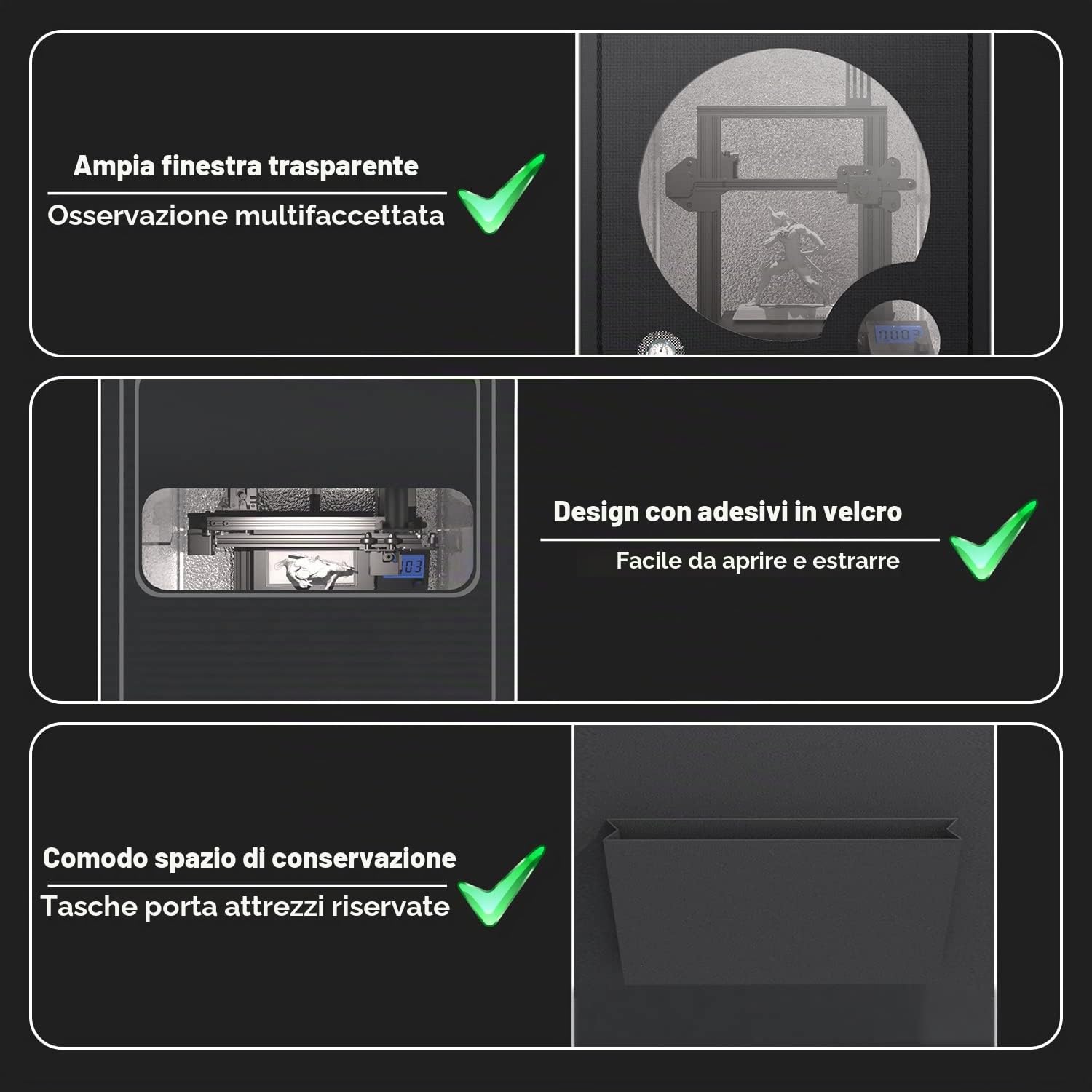 eSUN Custodia per Stampante 3D Tenda Lgnifuga e Antipolvere | Mantieni il filamento asciutto e proteggilo dalla polvere per stampe 3D perfette, stabili e senza difetti o bolle.