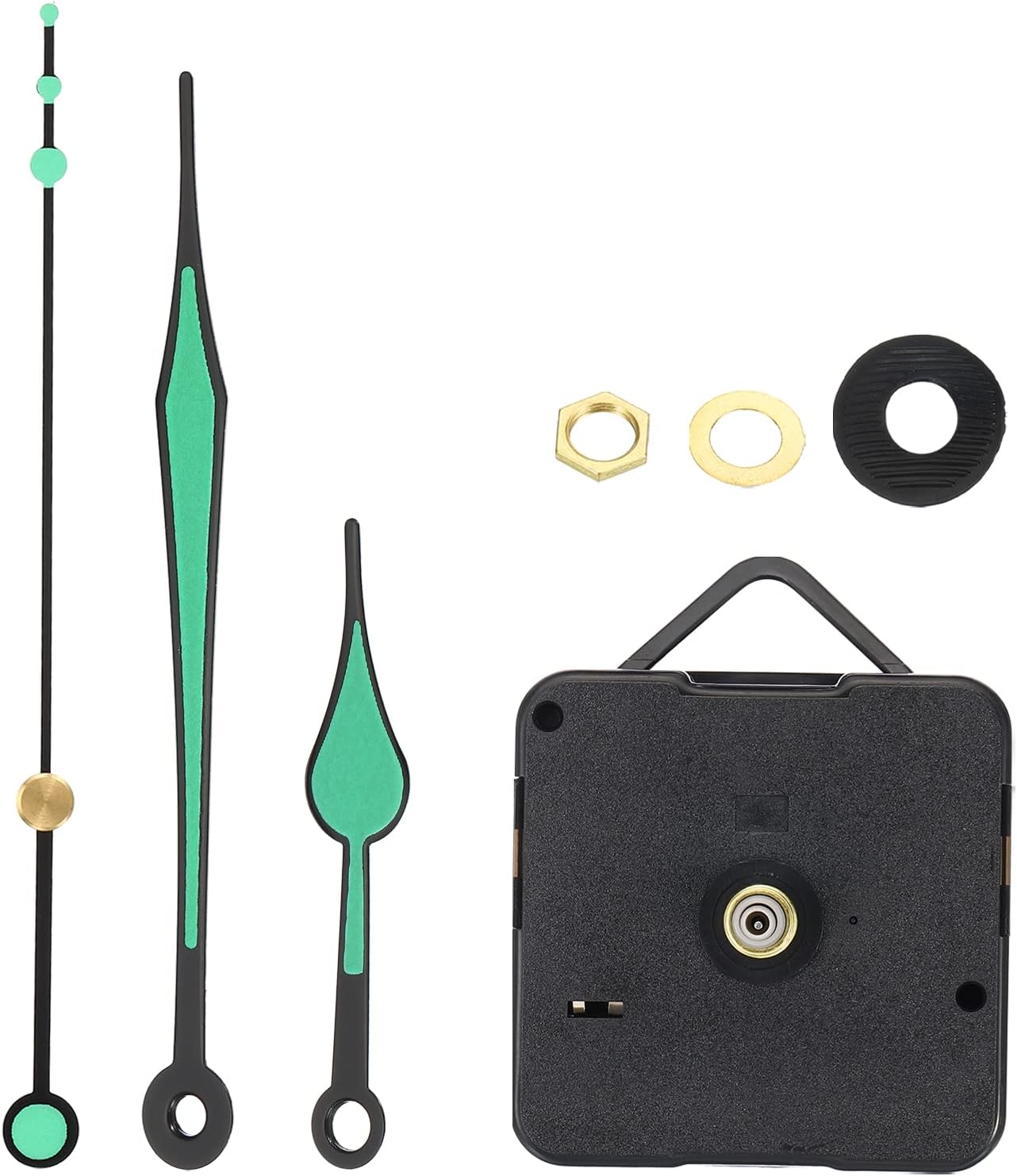 PATIKIL Clock Mechanism Replacement, 2 Pcs Quartz Clock Mechanism Battery Operated DIY Hanging Wall Clock Hands Motor Movement Kit Repair Parts, Green