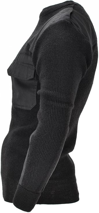 German Army Style Mil-Tec Pullover Commando Jersey Black Sweater Wool Blend