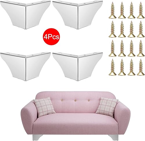 Miniatura 8 de Juego de 4 patas de metal moderno para muebles de 3.1 in, con tornillos de montaje, patas de repuesto para muebles, muebles, muebles, muebles,