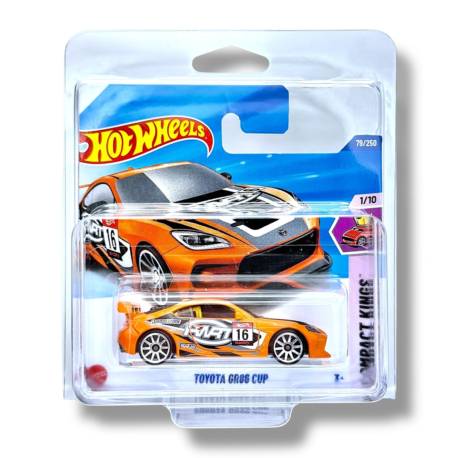 Hot Wheels Toyota GR86 Cup (Orange, Black & White) 1/10 Compact Kings - 2025-79/250 (Short Card) - includes a KLAS Car Keeper Protector Case - HYX23